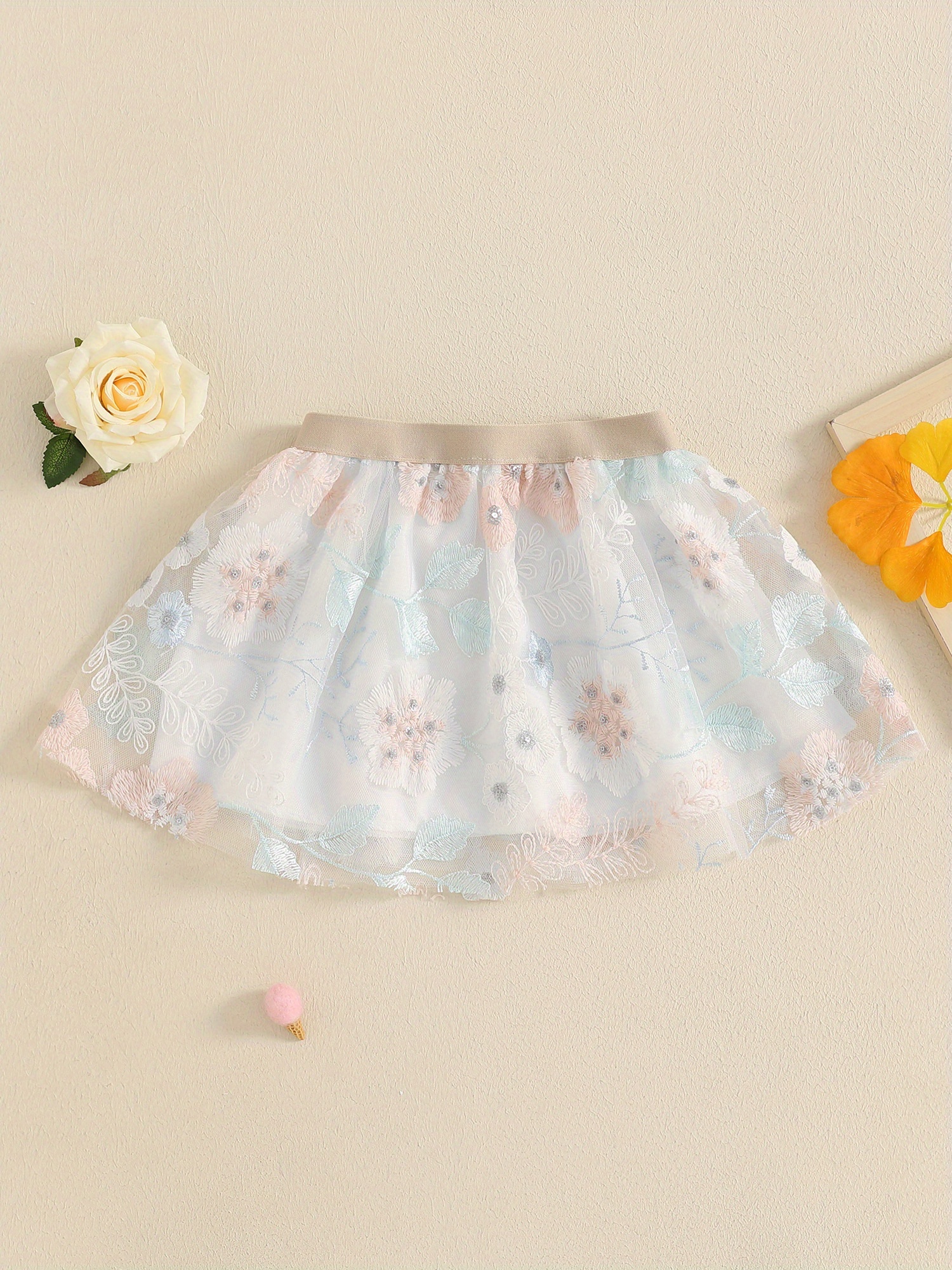 pack baby girls tulle tutu skirt floral embroidery elastic Temu