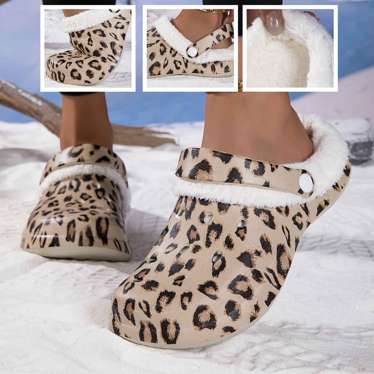 TEMU Women's Mules, Autumn/winter, Thickened Plush-lined Mules, High-quality Women's Winter Shoes, Stylish And Elegant, Elegant And Casual, Suitable