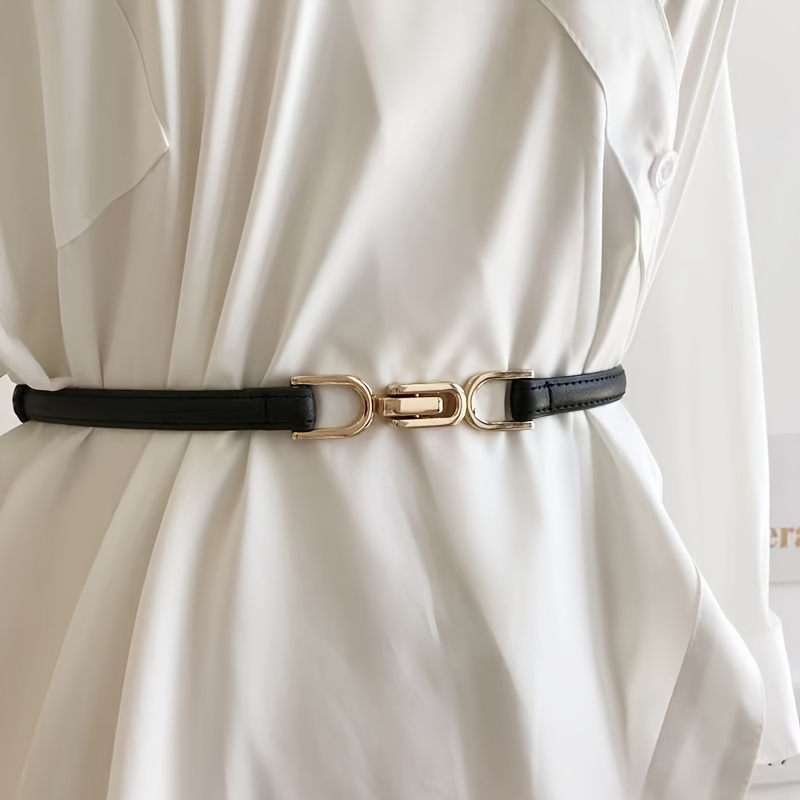 

Adjustable Pu Leather Ladies Dress Belts Skinny Thin Women Waist Belts Strap Gold Color Buckle Female Belts For Women