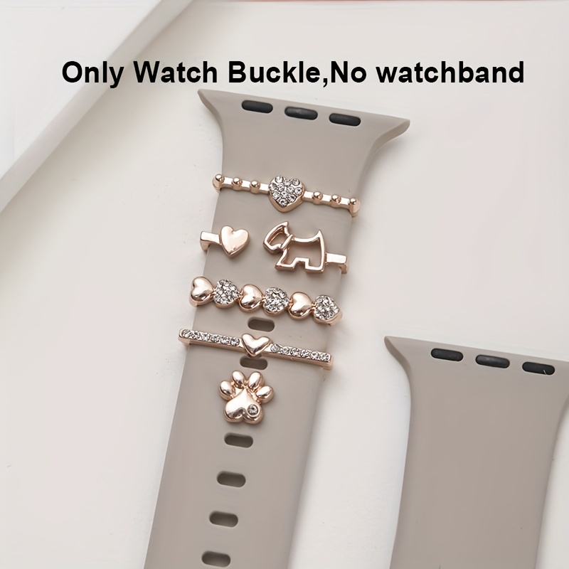 TEMU 1 Set Women's Elegant Dog Lover Smart Watch Band With Paw Clasp & Push-button Closure - Interchangeable Charms (paw, Heart, Bone, Paw Print, Paw