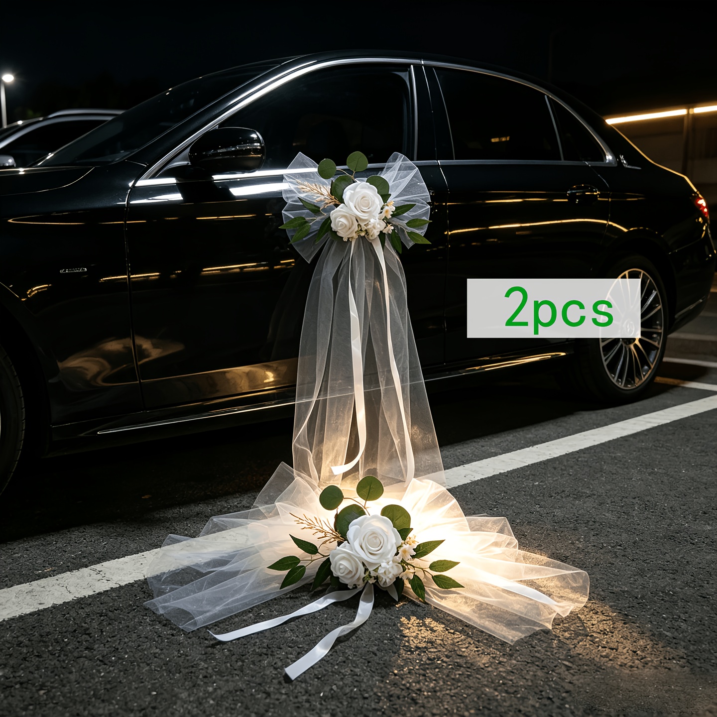 TEMU Wedding Car Decorations, Wedding Car Floral Arrangements, Outdoor Wedding Chair Back Decorations, White Wedding Floral Decorations, Table