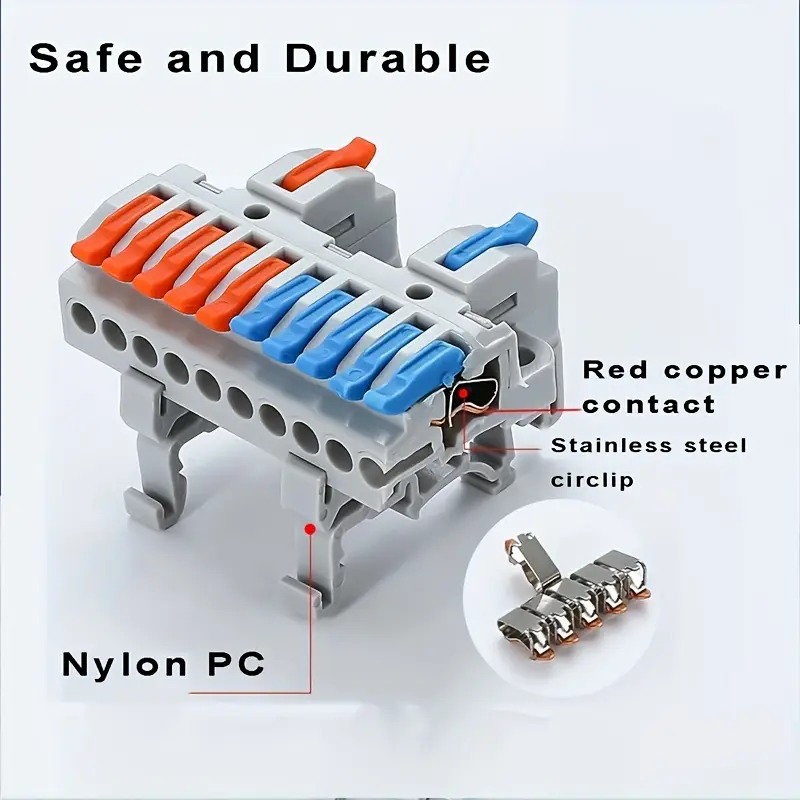 6 piezas de terminales de conexión rápida con fijación en pista y cables codificados por color, contactos de cobre e pvc para aplicaciones eléctricas industriales (428g/4210g), conexiones , terminales trackfixing, construcción , conectores eléctricos, instalación , duraderos, para electricistas y al bricolaje detalles 3
