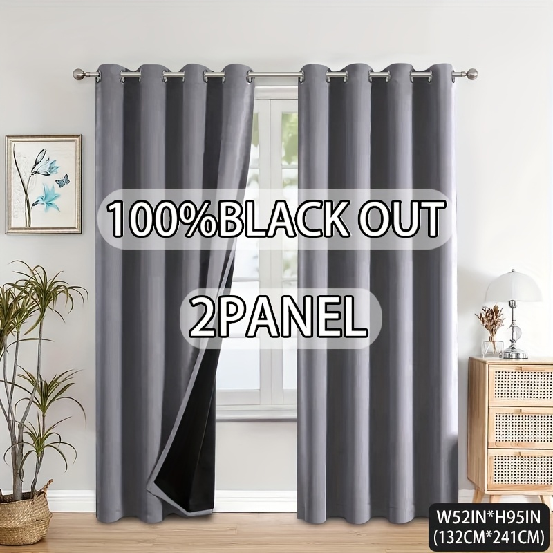 E-shop 2er-Pack Verdunkelungsvorhänge – 100 % Verdunkelung, laminierter Dorfstil, leichte Ösenvorhänge, geeignet für Schlafzimmer, Wohnzimmer, Küche,