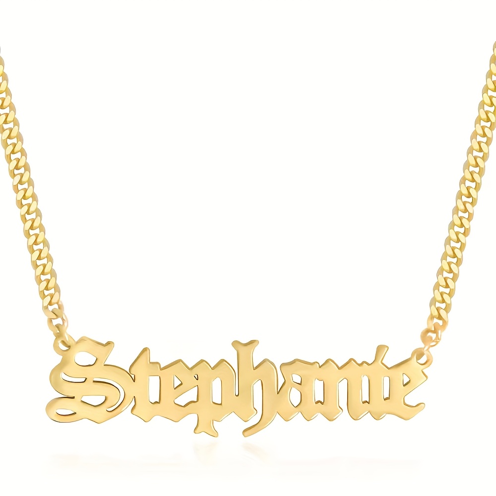 TEMU Personalisierte, exquisite Gothic Namensanhänger-Halskette für Damen, plattiert, anpassbar mit englischen Namen, Bohemian Style, das perfekte