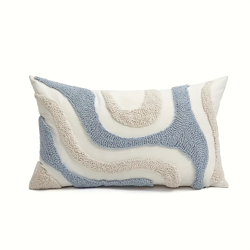 Image of 1pc Bohemian Style Striped Pillow Cover With Zipper Closure, Geometric Pattern, 100% Polyester, Hand Wash Only, For Sofa, Bedroom, Living Room Decor