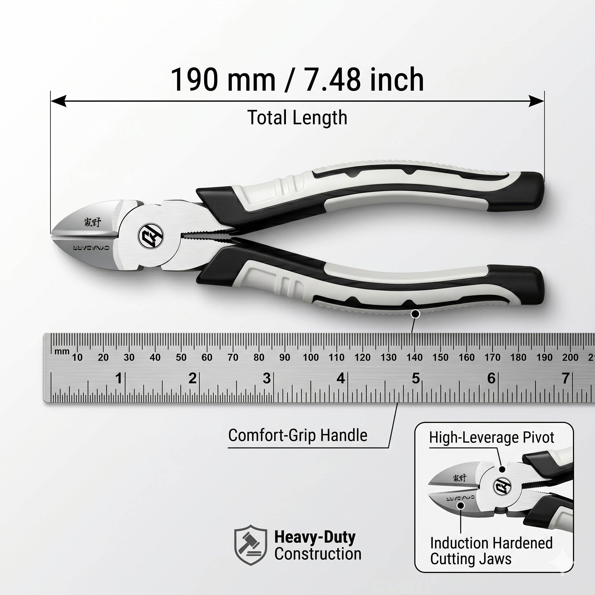 TEMU 190mm/7.48 inch, tang van chroom-vanadiumstaal, 8-inch industrieel kwaliteit multifunctionele tang, draadknippers, draadstrippers, elektricien