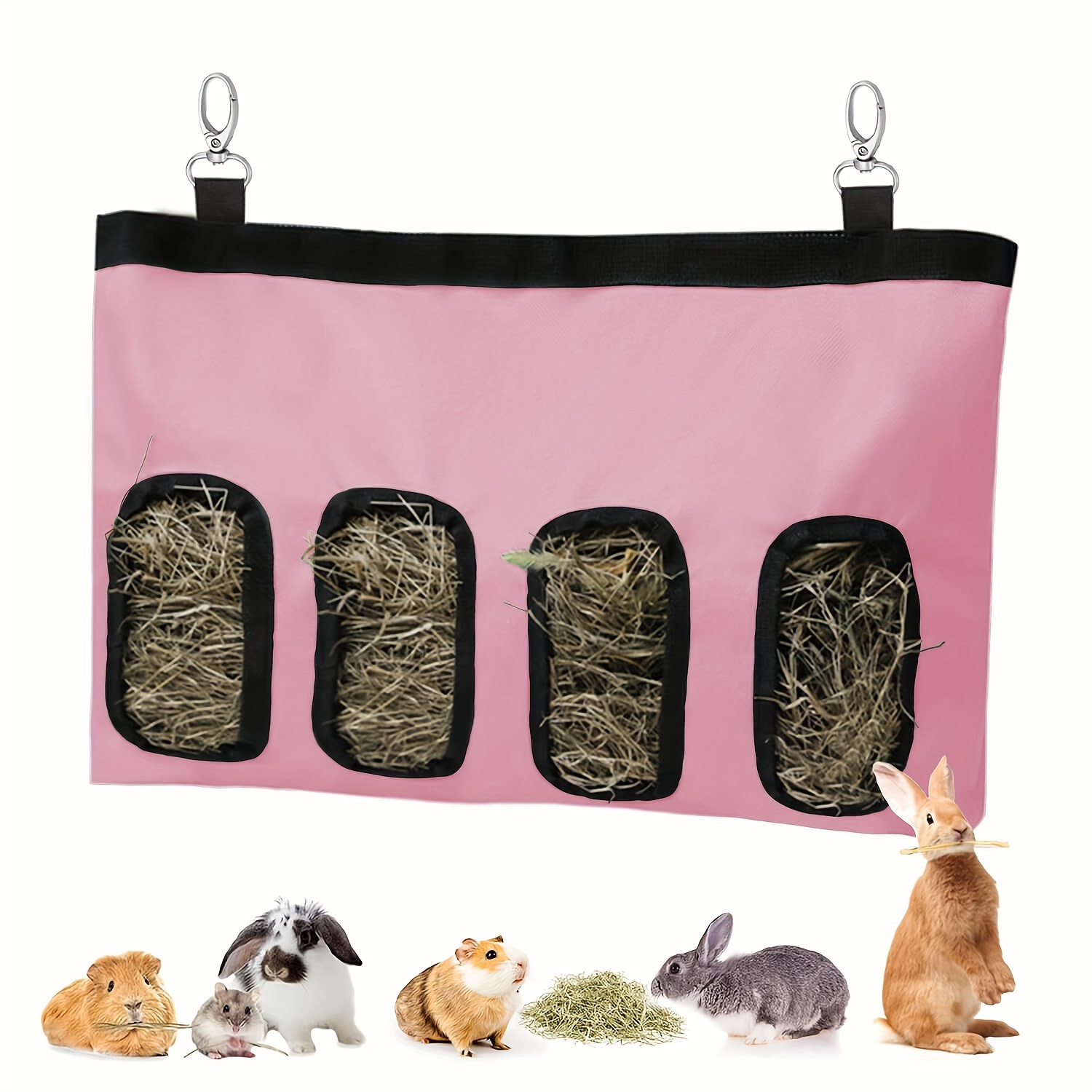Horse Feeding Hay Bag, 4-holes Big Storage Hanging Feeder
