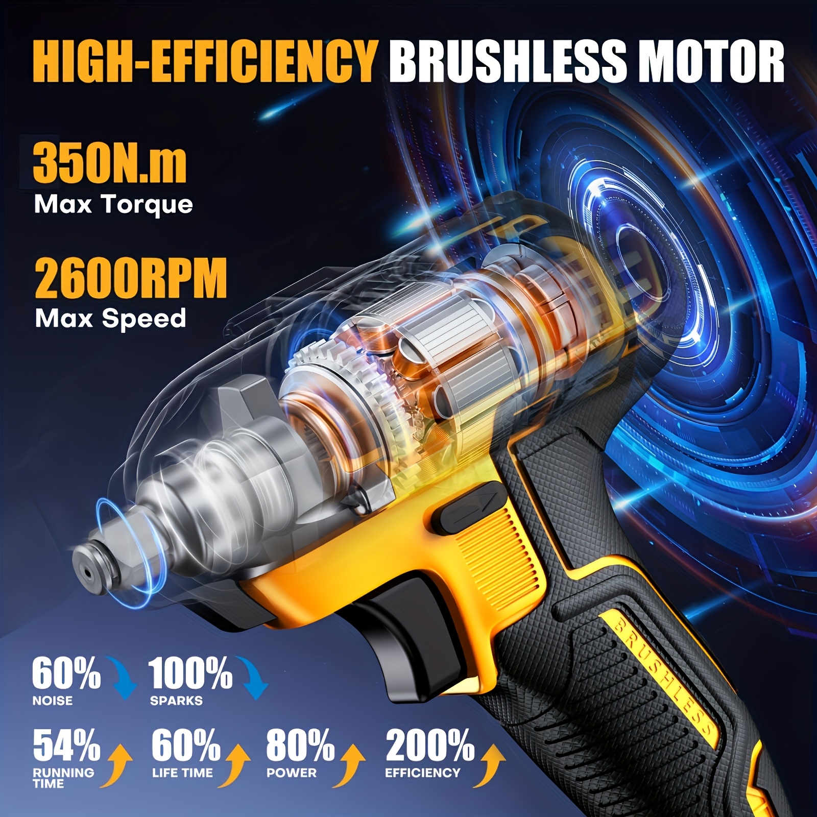 Cordless Impact Wrench Set with Lithium-Ion Battery, Charger, and Accessories for Home and Automotive Repair