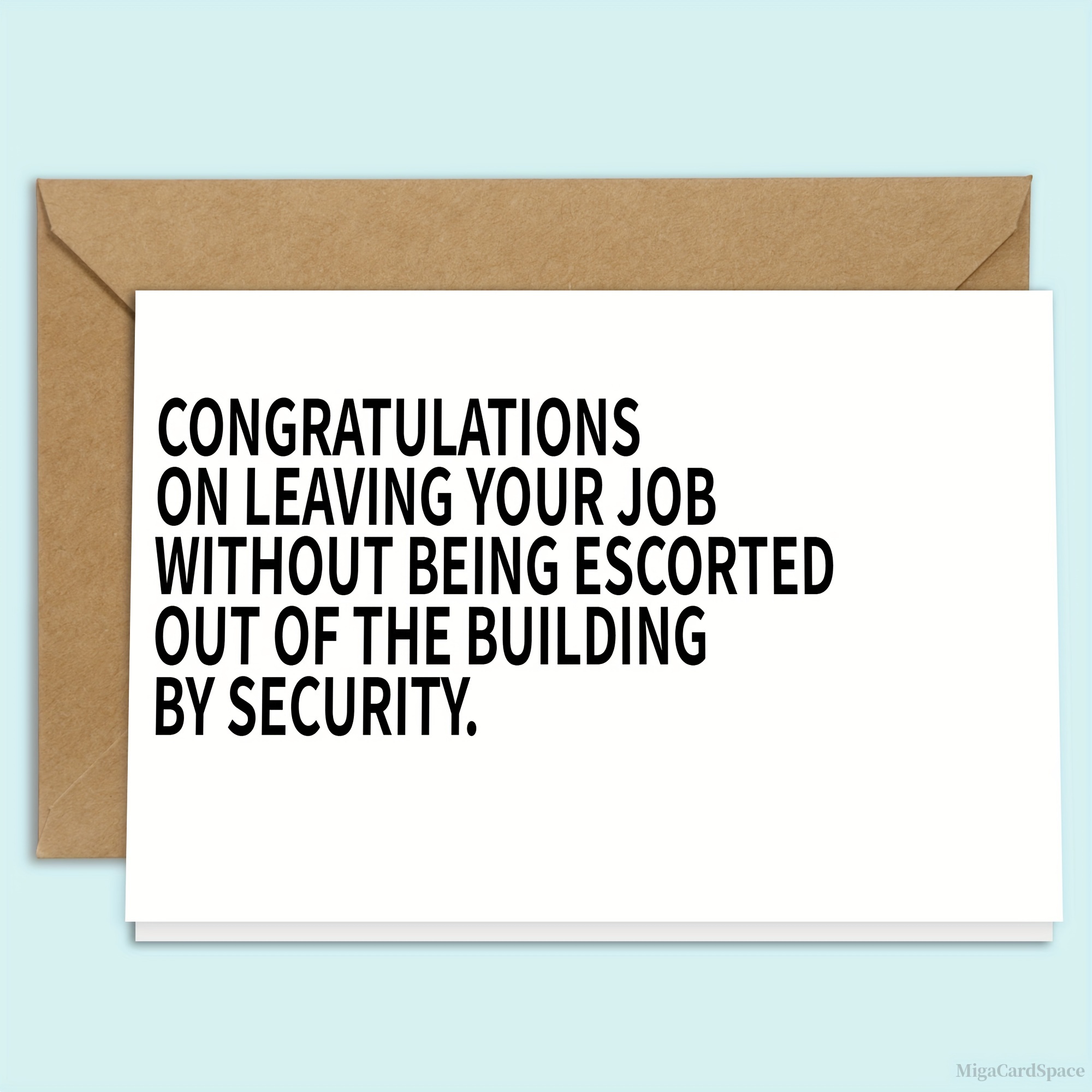 

1pc Humorous Farewell Greeting Card, On Leaving Your Job Without Escorted By Security, Funny Retirement Card For Anyone, English Language