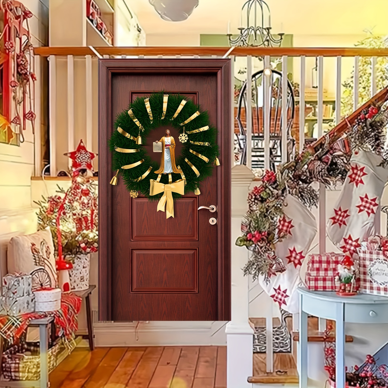 christmas door hanger durable polyester perfect Temu Malta