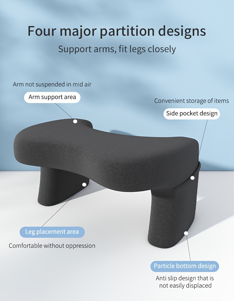 Reading Pillow with Arm Rest and Lap Desk, Removable and Washable Cover, Medium Soft Knitted Fabric, No Printing, 100% & Polyester, 200-250 g/㎡, for Bed Office Small Table Home Bedroom Lazy Bay Window Desk Dormitory Laptop Computer Desk Movable