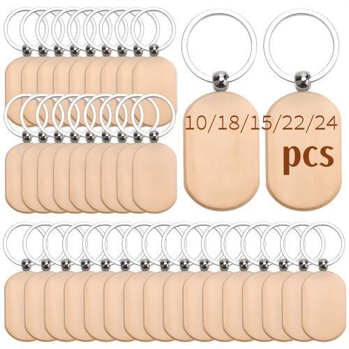 purchase 15 22 24pieces of wooden keychains in blank form wooden keychains in bulk blank wooden keychains with laser engraving and high end christmas handicrafts