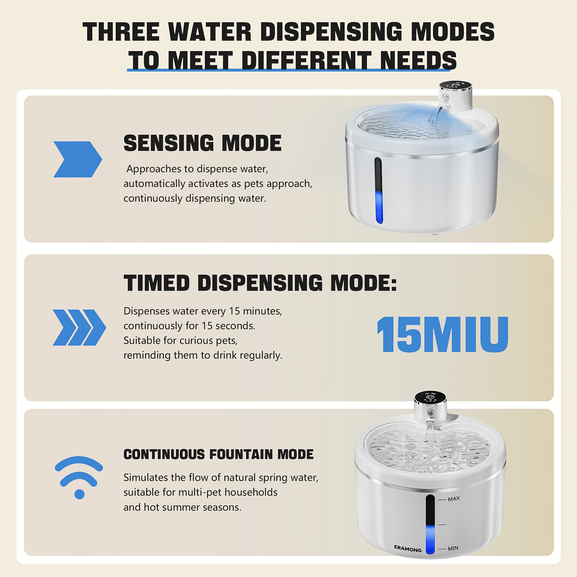 102oz 3l wireless cat water dispenser   water fountain 60 day   automatic flowing fountain style with infrared motion sensor   2pcs replaceable filters christmas gift details 4