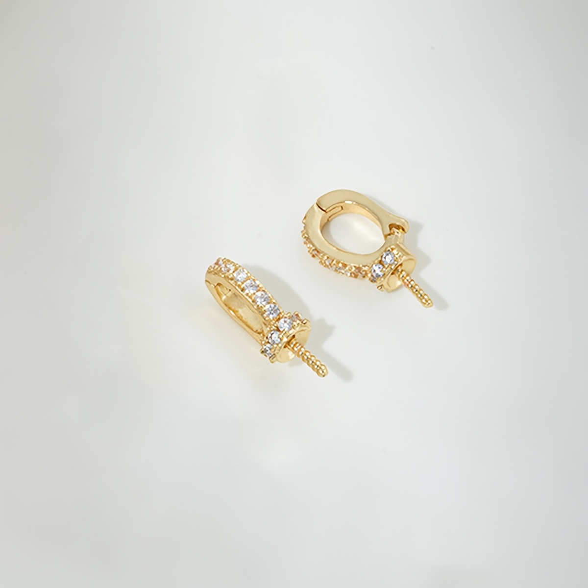 TEMU 2pcs Boucle Pendentif Universelle à Demi-Perle à avec Incrustation de , Cuivre Plaqué Or 18K, Convient pour la Fabrication de Bijoux, Bracelets