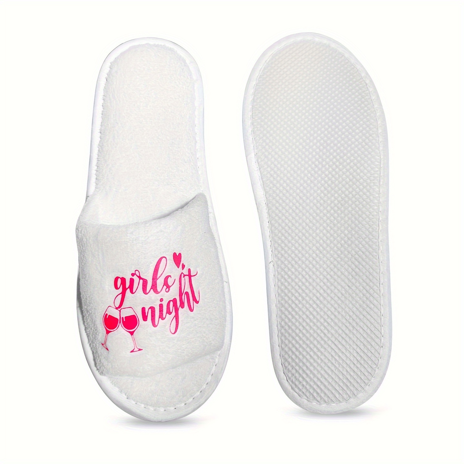 Image of Night Printed Slippers, Lightweight Open Toe Slides, Cozy Indoor Home Shoes, For Holiday Trip, Spa , Pajamas Night, Talk Sleepover & Bachelorette Partyize - , Women Shoes