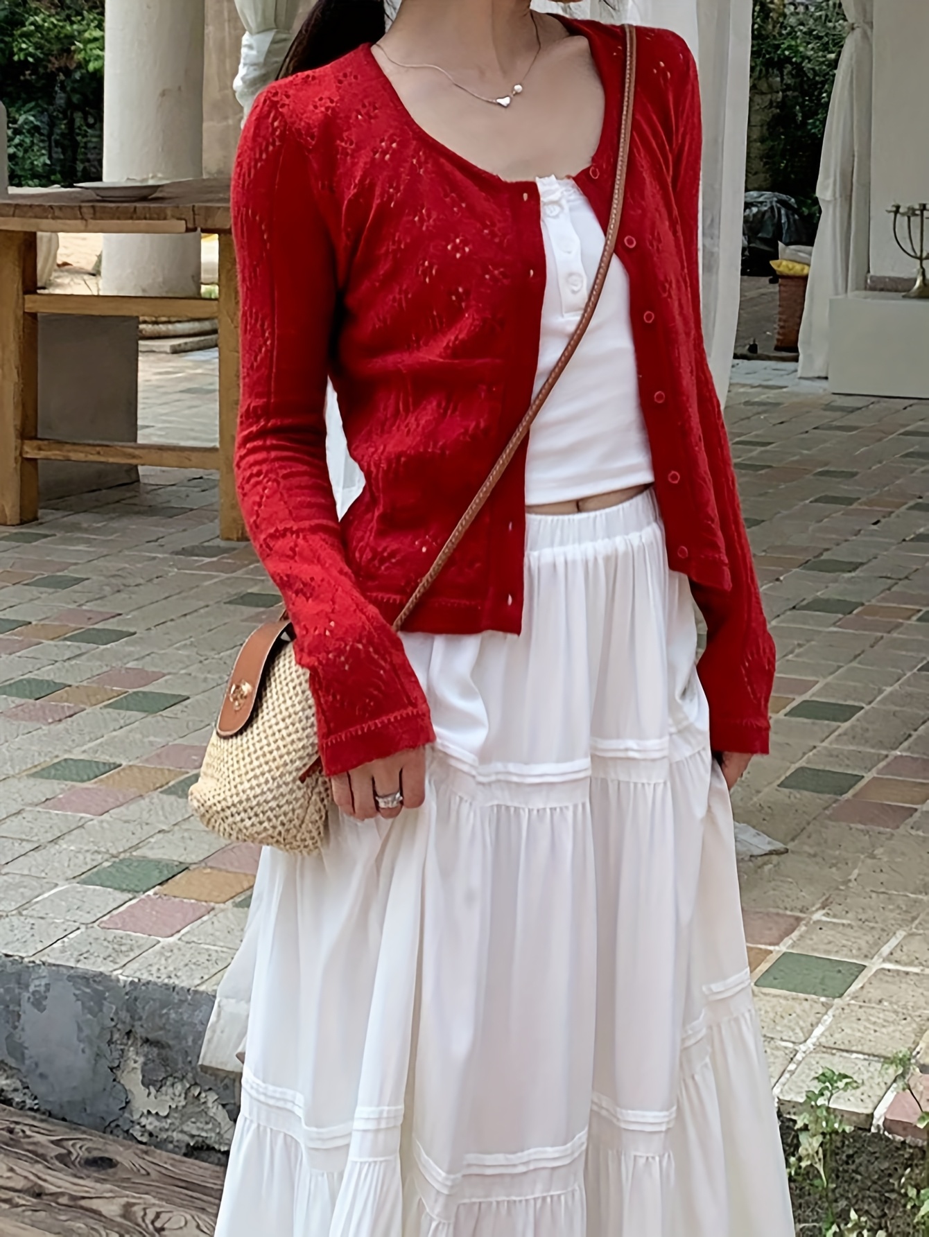 fitted lace wedding dress Nieve Red Two Piece Knit Mini Dress and Cardigan - 14 main image 0
