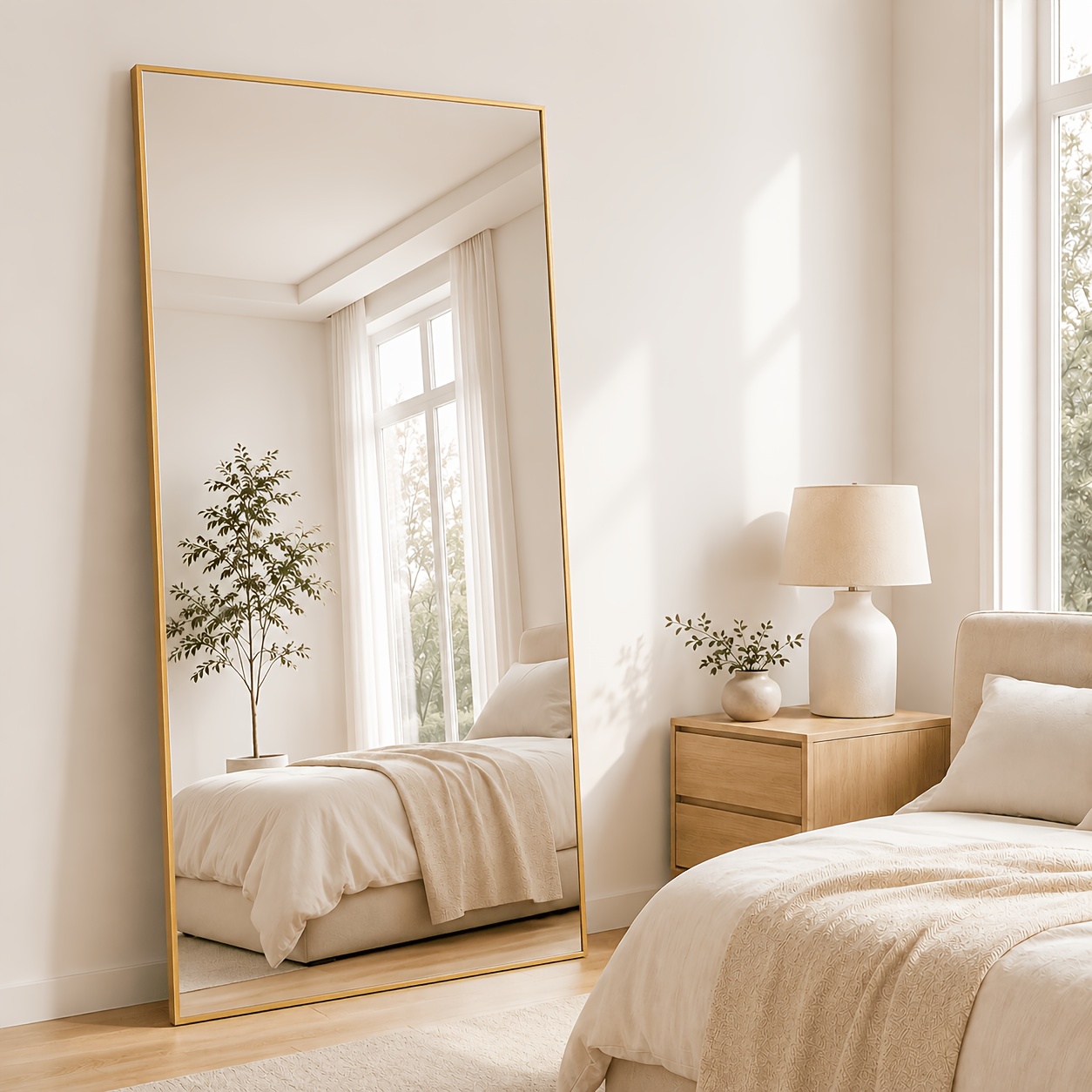 TEMU 171x76cm Golden Arched Full-length Dressing Mirror, Large Size Floor-standing Body Mirror, Modern Light Luxury Decorative Mirror, Hd Tempered