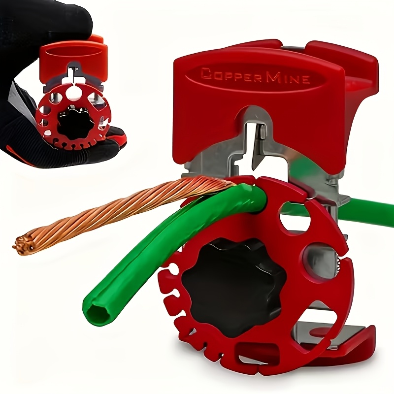 TEMU 1pc Heavy-duty Manual Copper Cable Wire Stripper - Handheld Portable Adjustable With Awg Scale (4-16) & 7/16” Cable Capacity For Copper Wires -