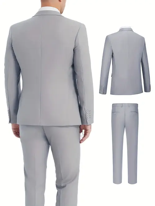 mens 4pcs suit tie vest pants two button lapel collar flap pockets plain color classic formal wear elegant suit coat for business interview wedding dinner party