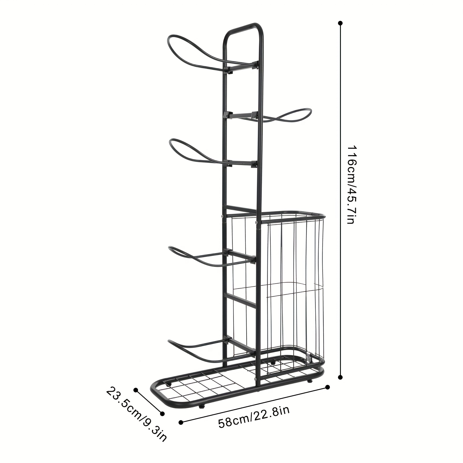 TEMU 5-tier Adjustable Sports Equipment Organizer Rack – Durable Iron Storage For Basketballs, Footballs, Volleyballs, Tennis Balls, Skateboards,