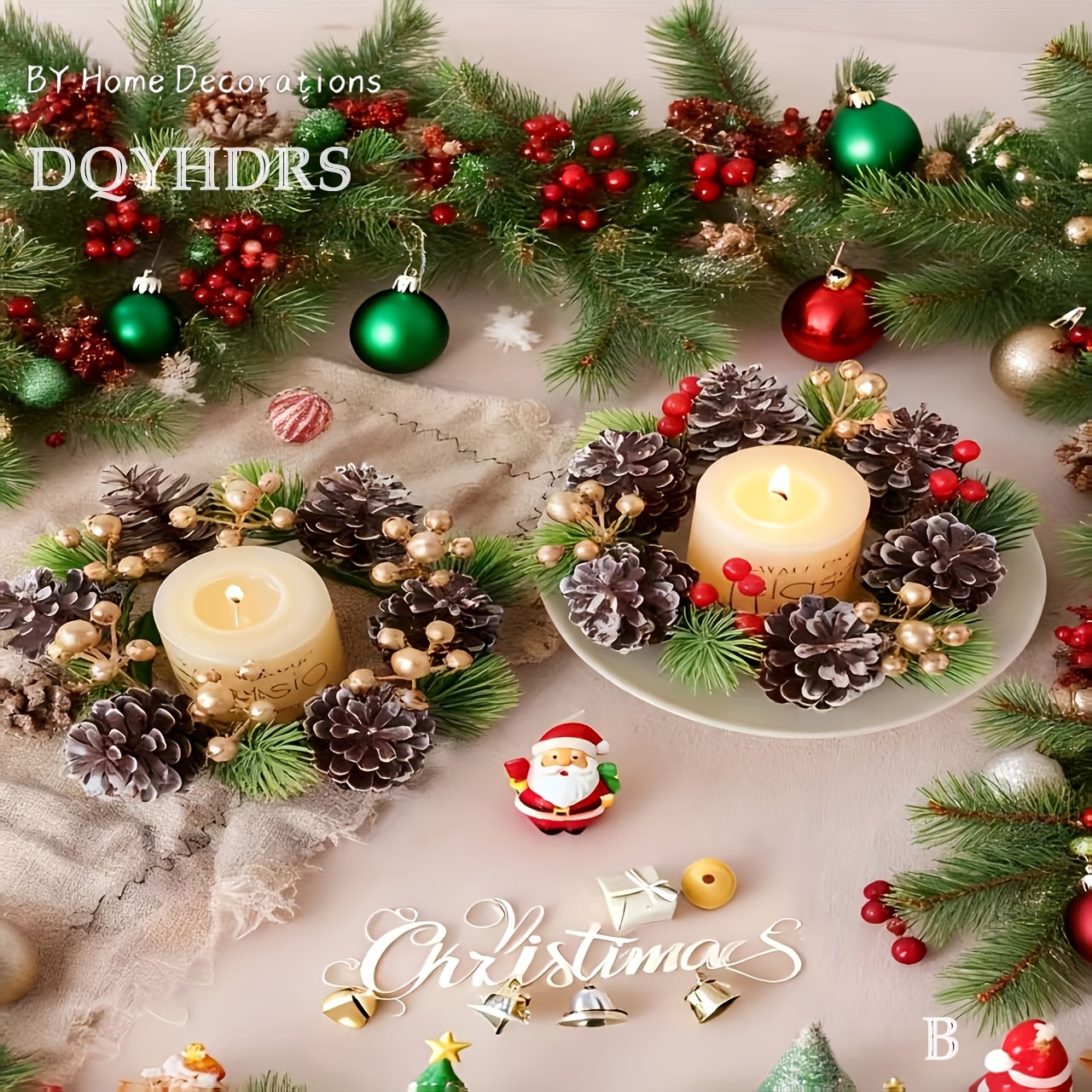 1 Stück/2 Stücke Weihnachtskranz Kerzenring, für Hochzeitsbankett, Party, Heiligabend, Weihnachten, Neujahr, Wohnkultur, Festdekoration, Feiertagsgeschenk