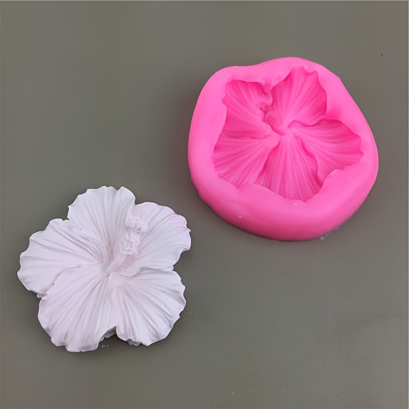 

Moule en silicone en de fleur d'hibiscus pour la décoration, le moulage liquide, l'artisanat en plâtre - Moule en silicone rond à 5 pétales pour le bricolage et l'artisanat