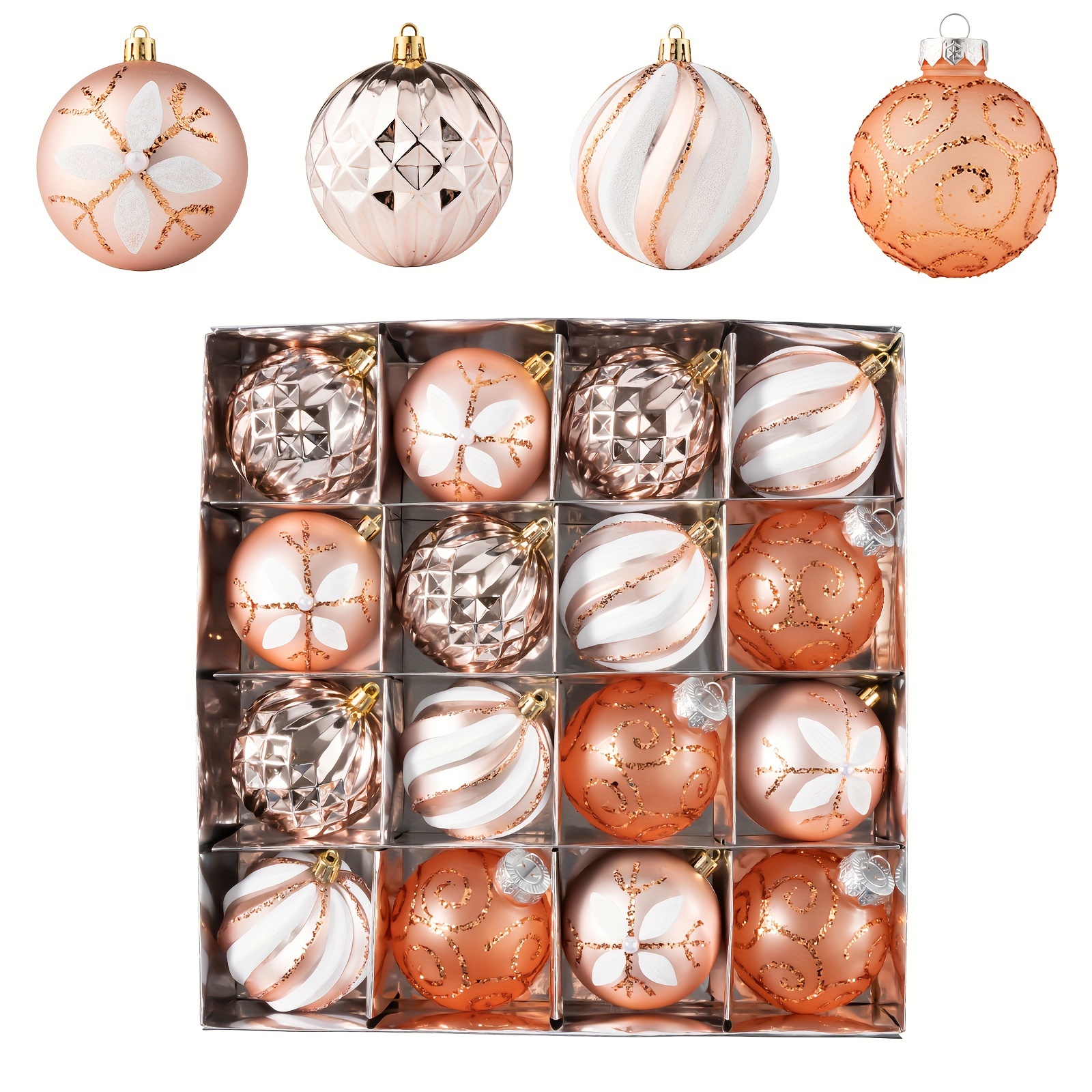 

3.15" Christmas Ball Ornaments Set, 16pcs Shatterproof Christmas Tree Hanging Decorations For Christmas Tree/wedding/holiday/party/ Home Decor