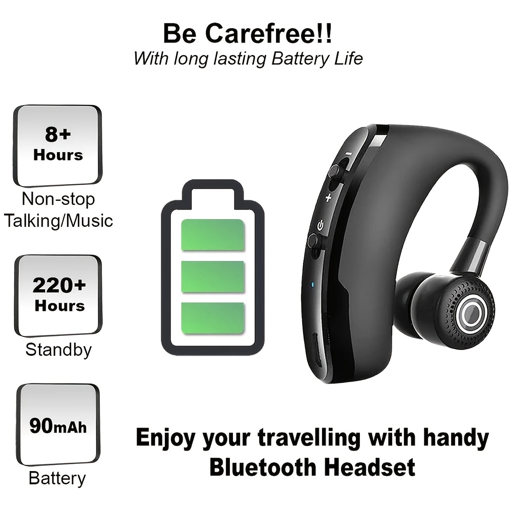Business Wireless Headset | 180° Rotatable, Sweat-Proof, Clear HD Calls, Long 14H Talk Time, Lightweight Earphone for Driving, Work & Sports, Black