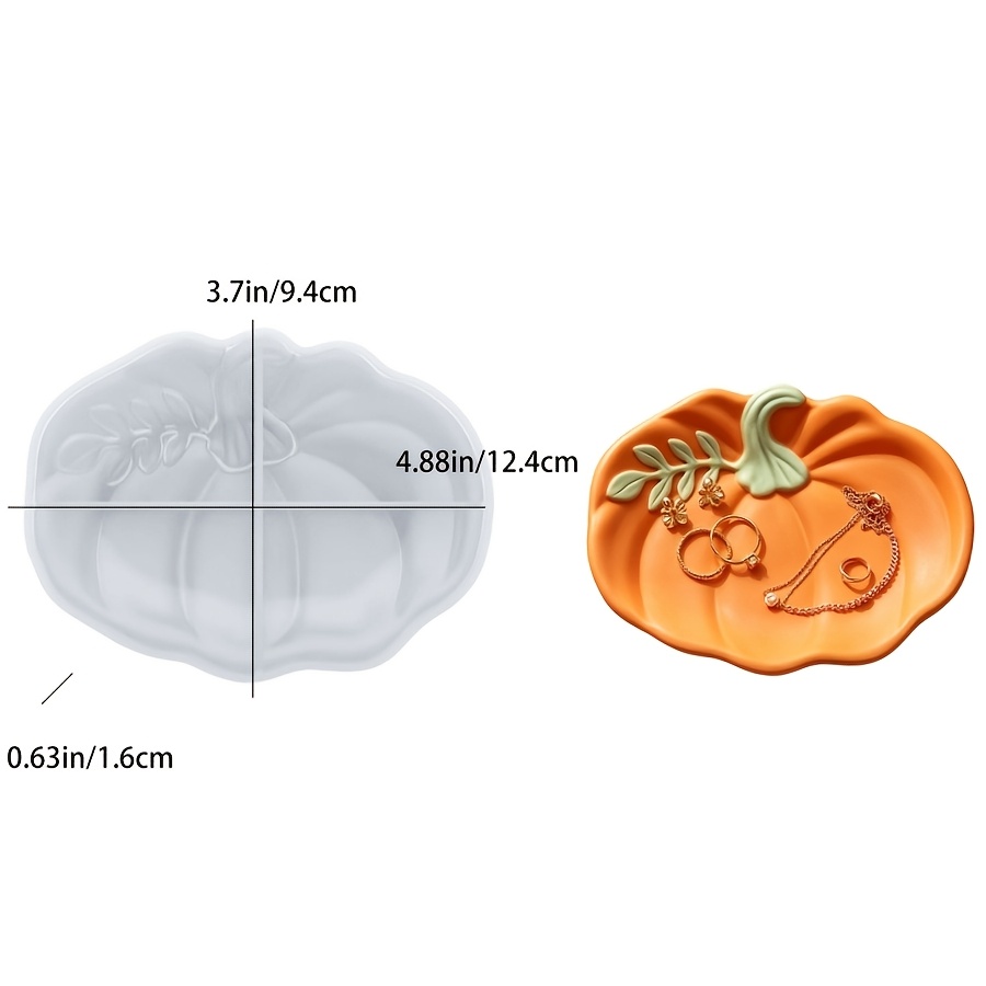 TEMU Stampo in argilla 3D a forma di foglia di e zucca, vassoio in silicone, stampo per piatto a forma di zucca con foglie autunnali, piatto per la