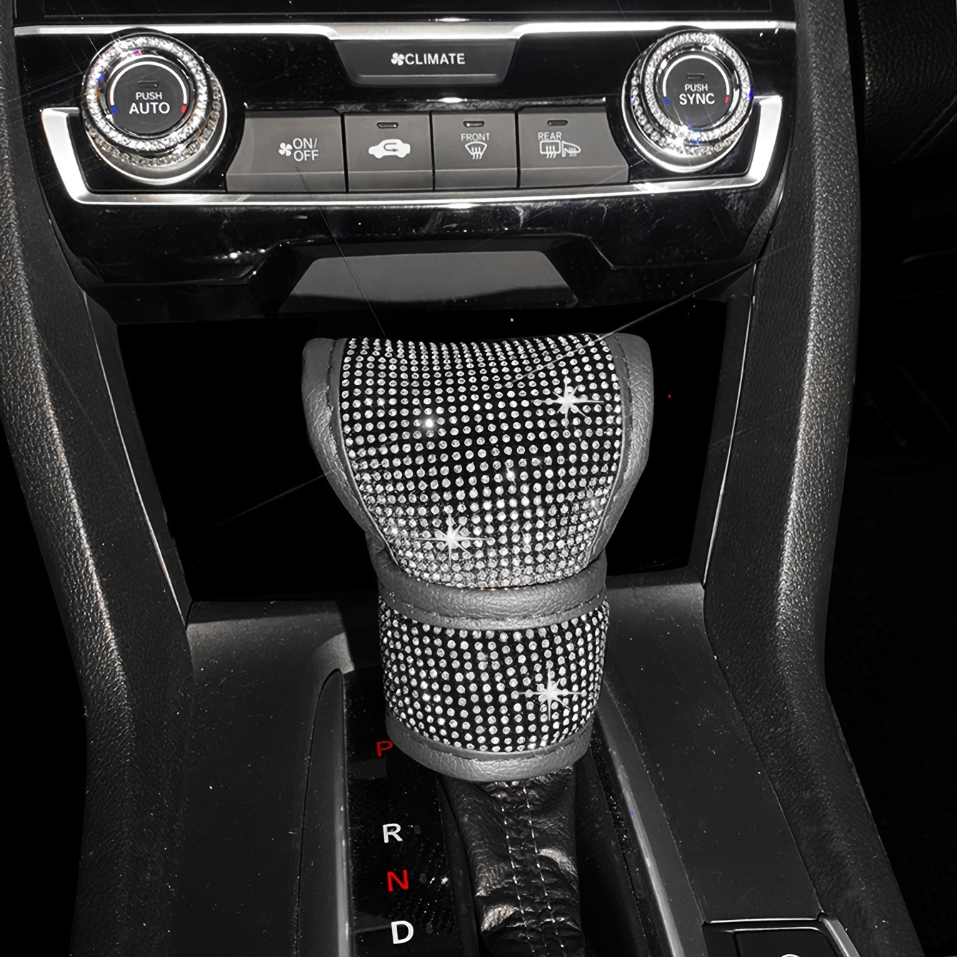 TEMU 1pc Luxury Bling Car Gear Shift Cover - Sparkling -encrusted Polyester, Fit For Most Vehicles, Adds To Your Ride, Bling Car Accessories