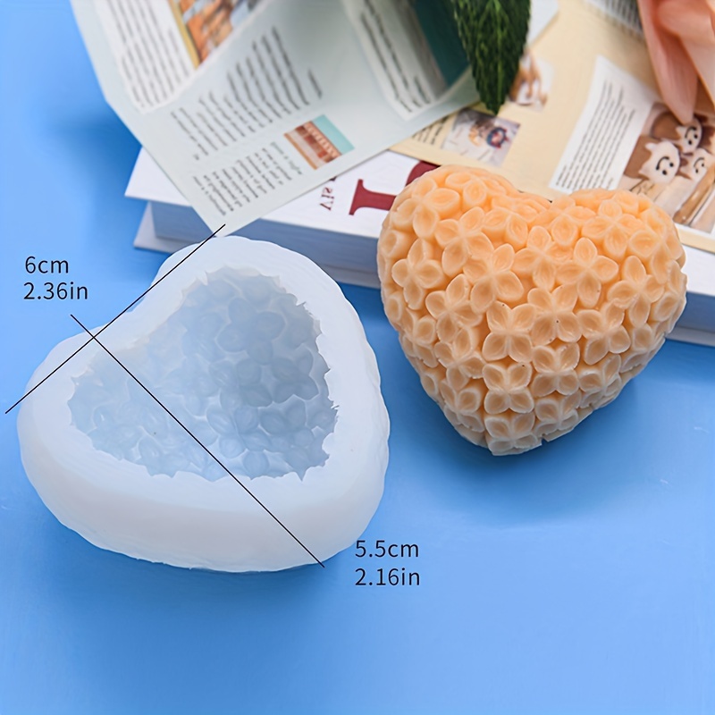TEMU 1pc, Heart-shaped Flower-shaped Aromatherapy Candle Mold Heart-shaped Silicone Mold