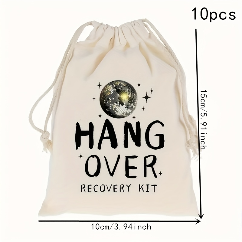 Image of 10pcs Hangover Recovery Kit Gift Bags - Stylish "hangover Recovery Kit" Design With & Stars, Bachelor Parties & Friend Gifts