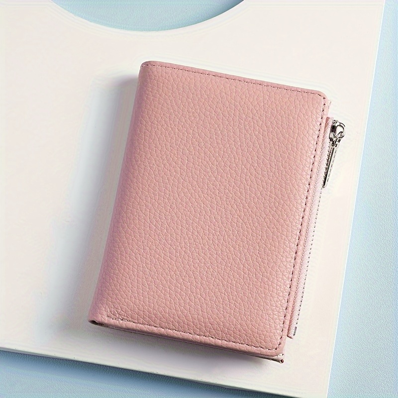 

Chic Minimalist Women' - Solid Color, Leather With Ultra-fiber , -resistant, Zippered Coin & Card Holder