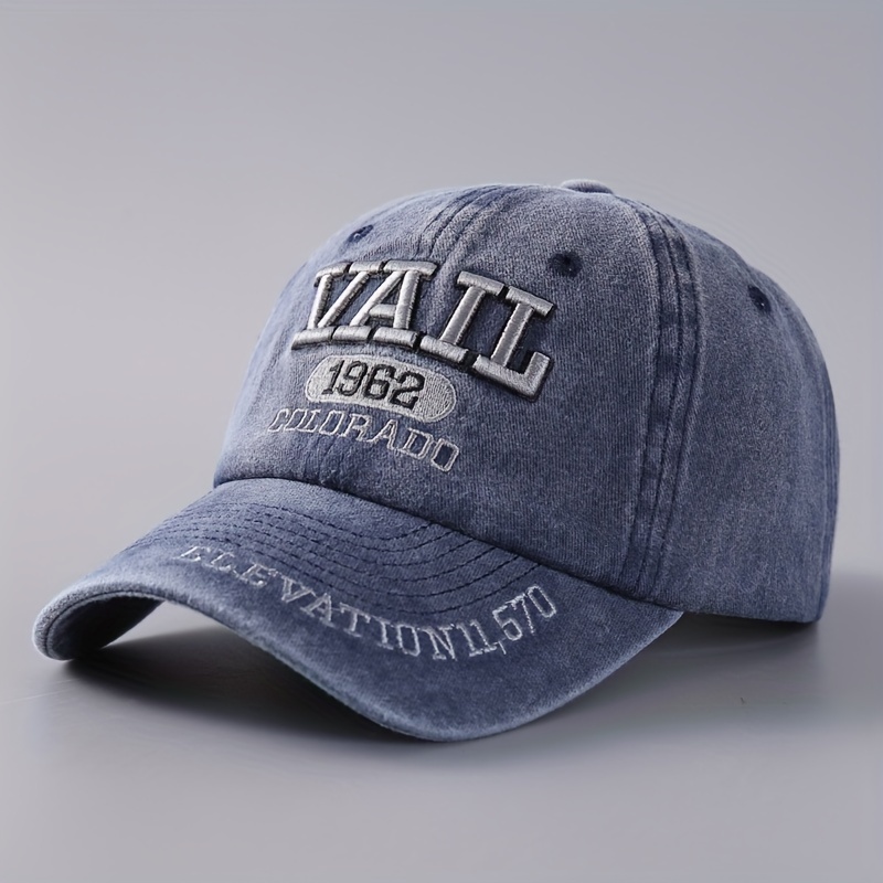 

Men's Cotton Denim Washed Baseball Cap With 3d Embroidered Letters