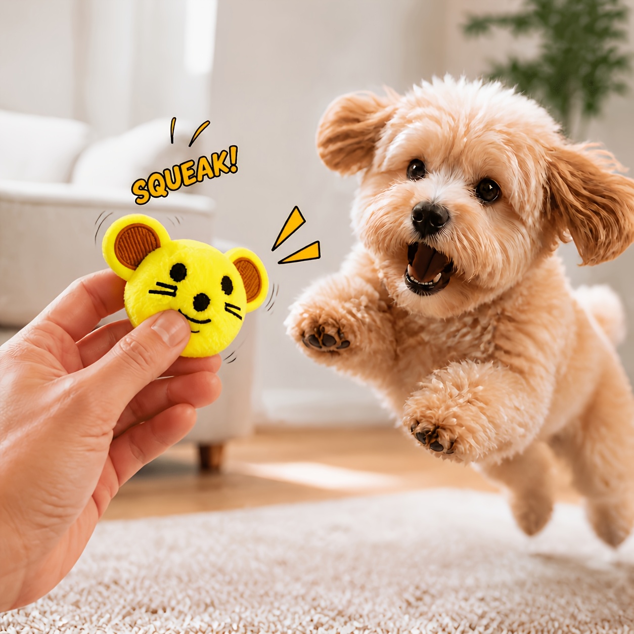 TEMU Pelota Rebotadora Chirriante de Ratón de Orejas Grandes, Juguete para Mascotas, Juguete para para Perros Bordado con Chirrido Elástico
