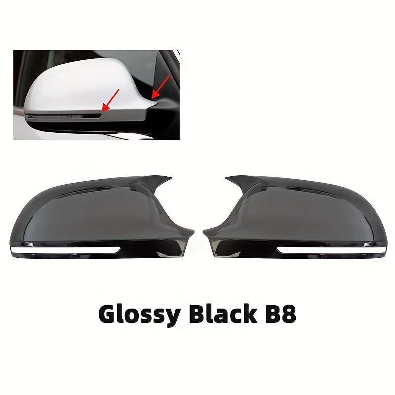 TEMU 2x Add-on Style Rearview Mirror Cover Cap Black For A4 S4 A5 S5 B8 8k, A6 S6 4f C6, A8 S8 D3, Q3 Sq3 2012-2015, A3 8p
