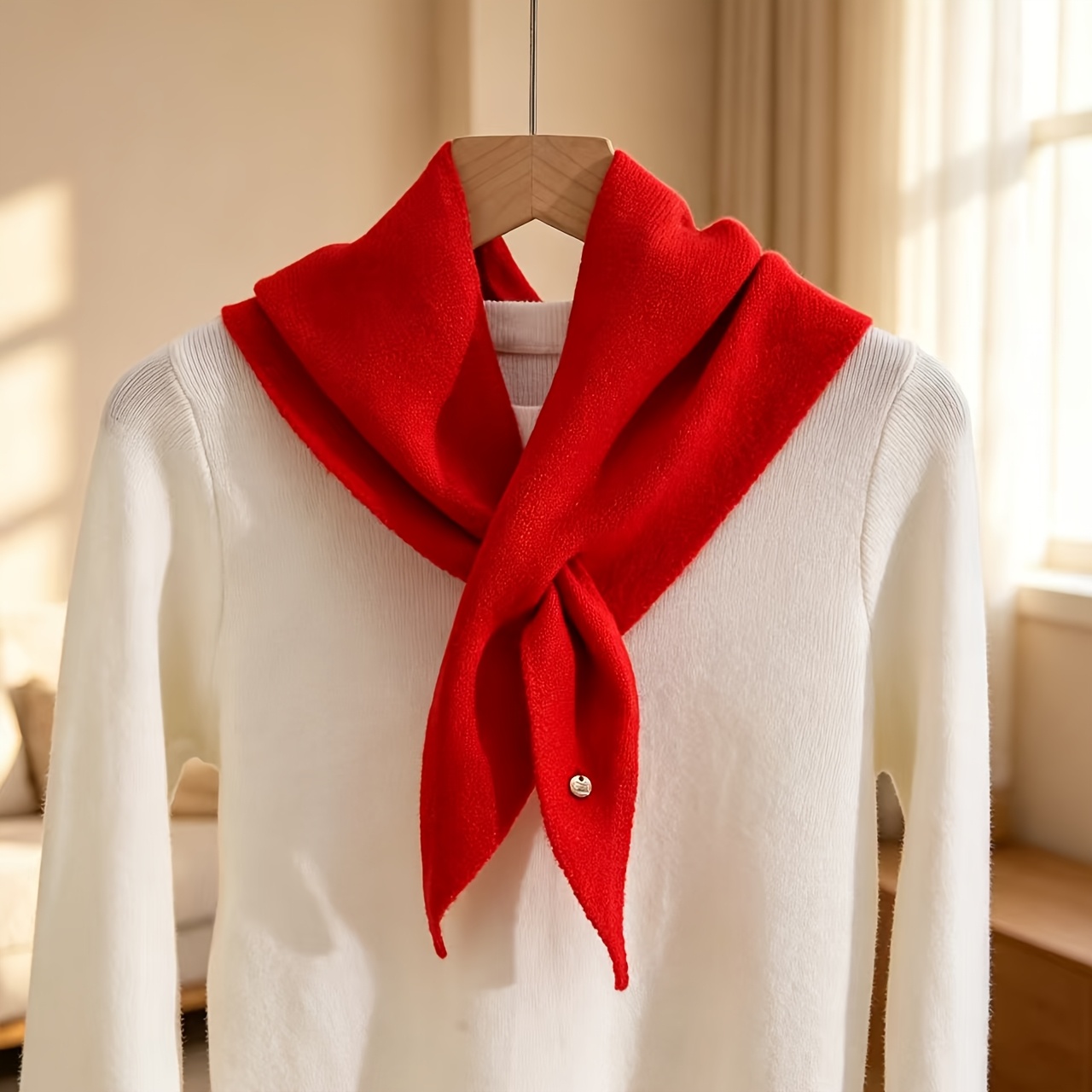 TEMU This Women's Decorative Triangle Scarf A Of Styling . Worn For Daily Commutes, Weekend Shopping, Or Short , And Pairs Well With Basic Tops And