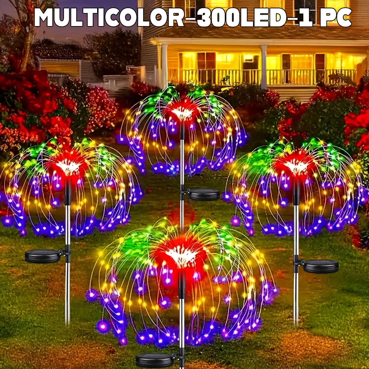 Image of 420/300/200/90 Led Outdoor Decorative Solar Garden Lights, 8-mode Solar Firework Stakes, Ip44 Fairy Stick String Lights, Suitable For Garden, Park , Courtyards, Christmas, Holiday Decorations