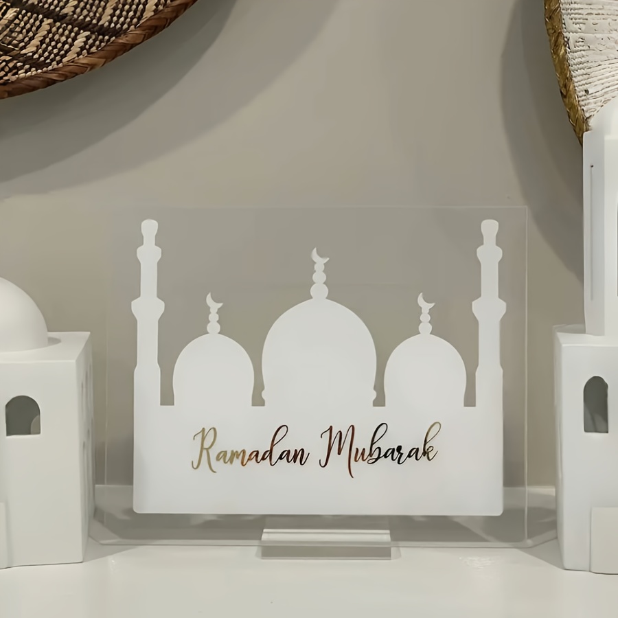 

Ramadan Mubarak Acrylic Letter Sign, Floor Mount Home Decor, No Electricity Needed, Eid Al-fitr Tabletop Decoration For Indoor Mantle & Office