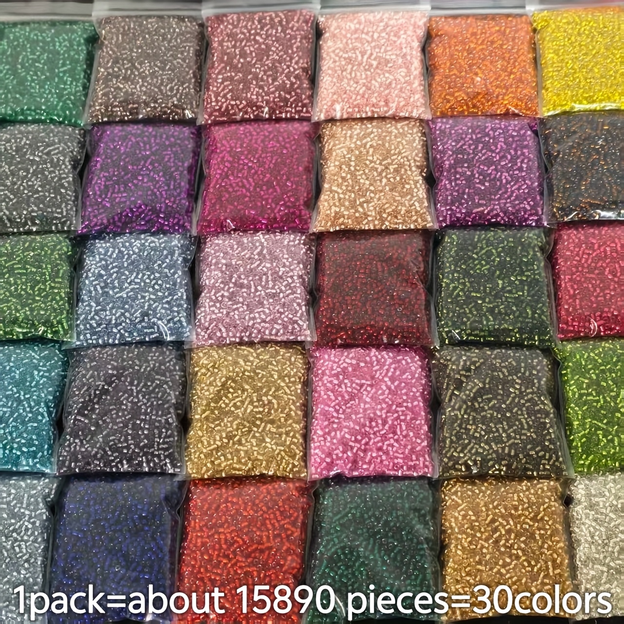TEMU 15890pcs Of 2mm Silvery-filled Glass Seed Beads In 30 Colors, Making, Bracelets, Earrings, Necklaces, And Crafts. High-quality Mini Beads, Ideal