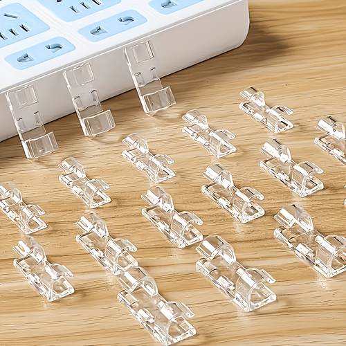 80pcs self cable clips strong sticky back cord organizers for home office no drill removable wire holders for wall under desk and tables plastic cable management clamps