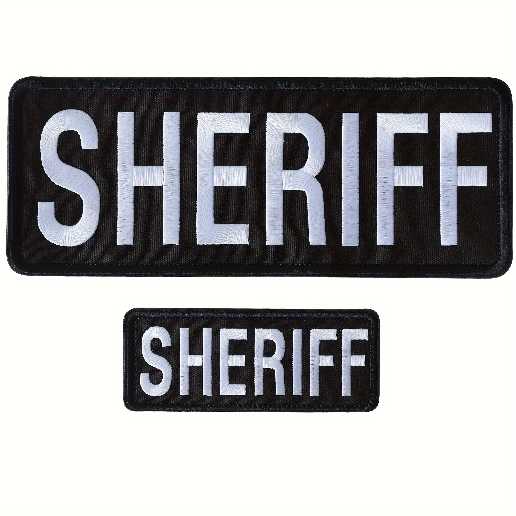 

Set Of 2 Large Embroidered Patches In , Measuring 10 Inches And 5 Inches Wide, Suitable For Vests, Uniforms, And More.