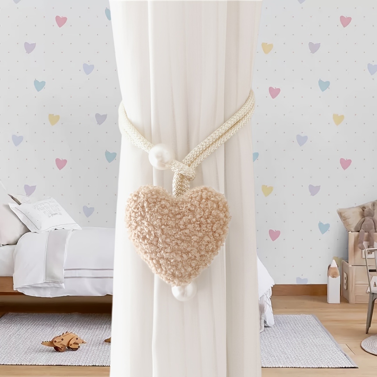 1pc Three-dimensional Pearl Curtain Tieback, Room Decor Net Tie Cord, Storage Strap, Door Curtain, Cafe Curtain, Sunshade Tieback And Binding Cord