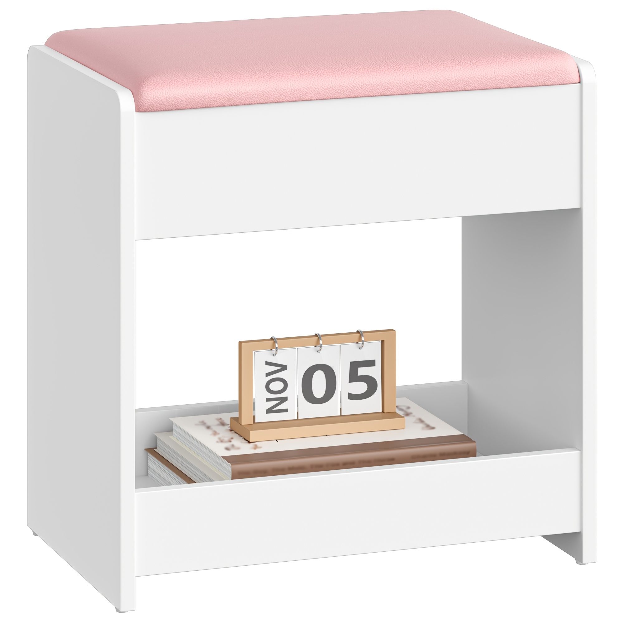 TEMU Dressing Table Stool, Upholstered Stool With Non-slip Feet, For Dressing Room, Bedroom, Entryway, Pink