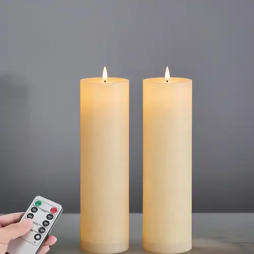 Flammenlose LED-Kerze Mit Timer – Kunststoff, Warmes Flackerlicht, Batteriebetrieb (3x AAA, Nicht Inkl.), Realistisches Tropfwachs-Design, Große Größe, Für Party, Hochzeit & Heimdekoration