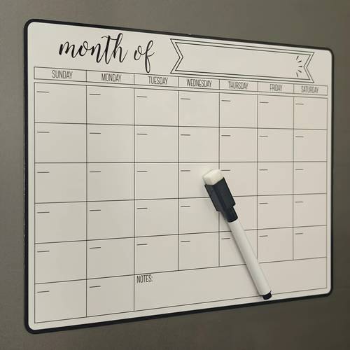 1 set refrigerator magnet memo board with 1pc magnetic calendar memo board and 1pc chalk pen kitchen refrigerator magnet erasable calendar supports weekly and monthly design very suitable for organizing home office or