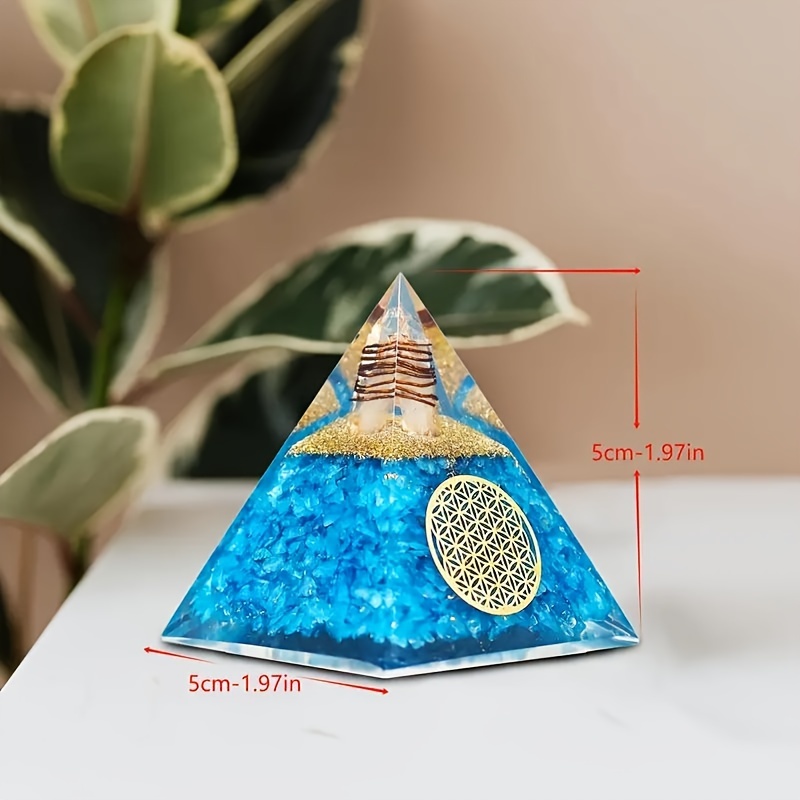 1pc Aquamarine Pyramid, Orgone Pyramid, Aquamarine Orgonite Pyramid, Crystal Sapphire Pyramid, Aquamarine Pyramid Crystal