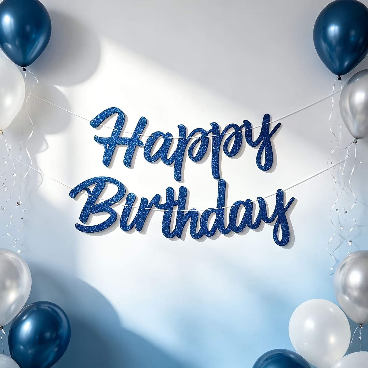 TEMU Bannière Anniversaire à Paillettes, 7 Couleurs Disponibles, Guirlande de Fanions Scintillants avec Lettres Anniversaire, Décorations de Fête à