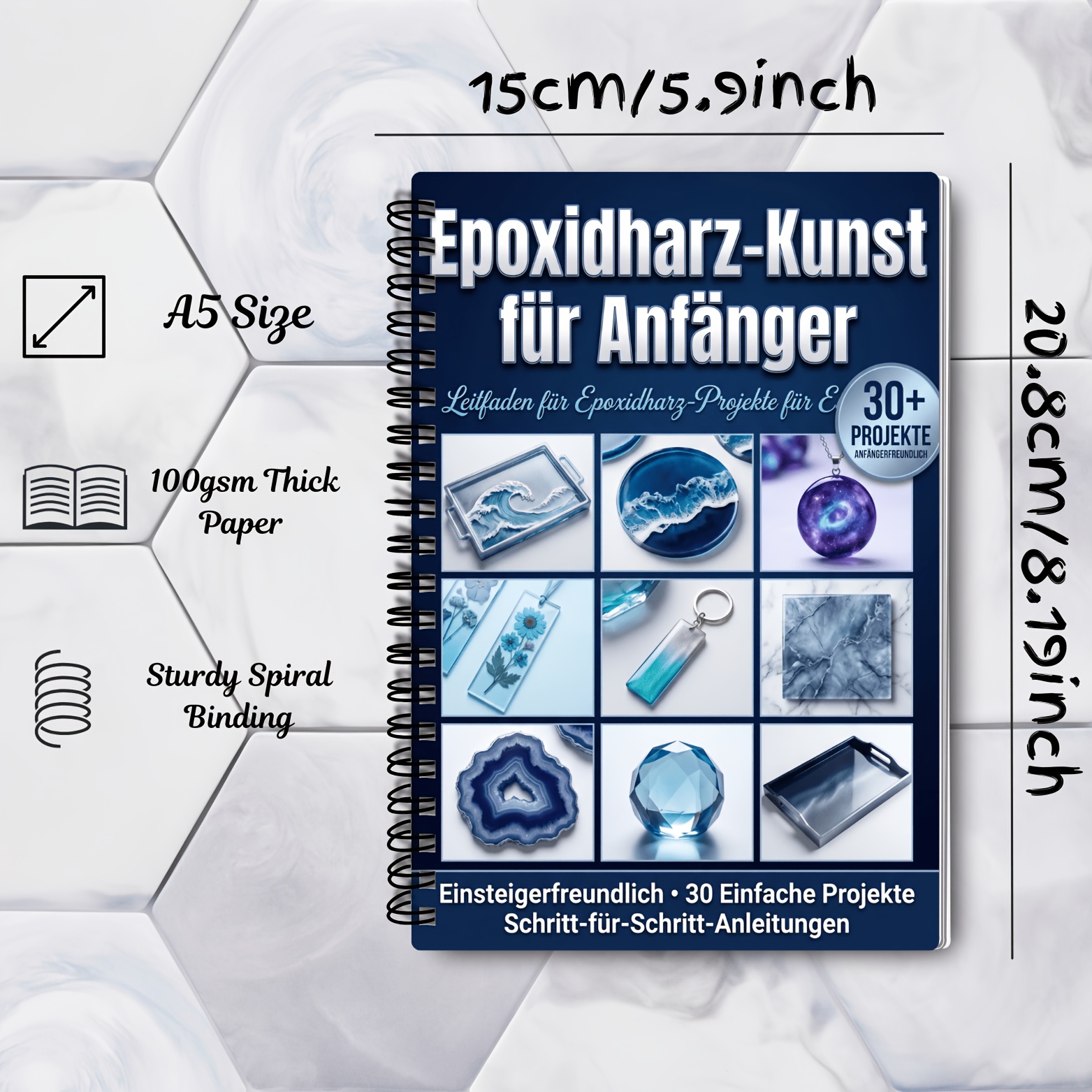 E-shop Deutsche Version Harz Kunst Clipbook A5 | Epoxidharz, Schmuckherstellung, Form- und Gießtechniken, Kreative Bastelprojekte | Nachfüllbare Übung