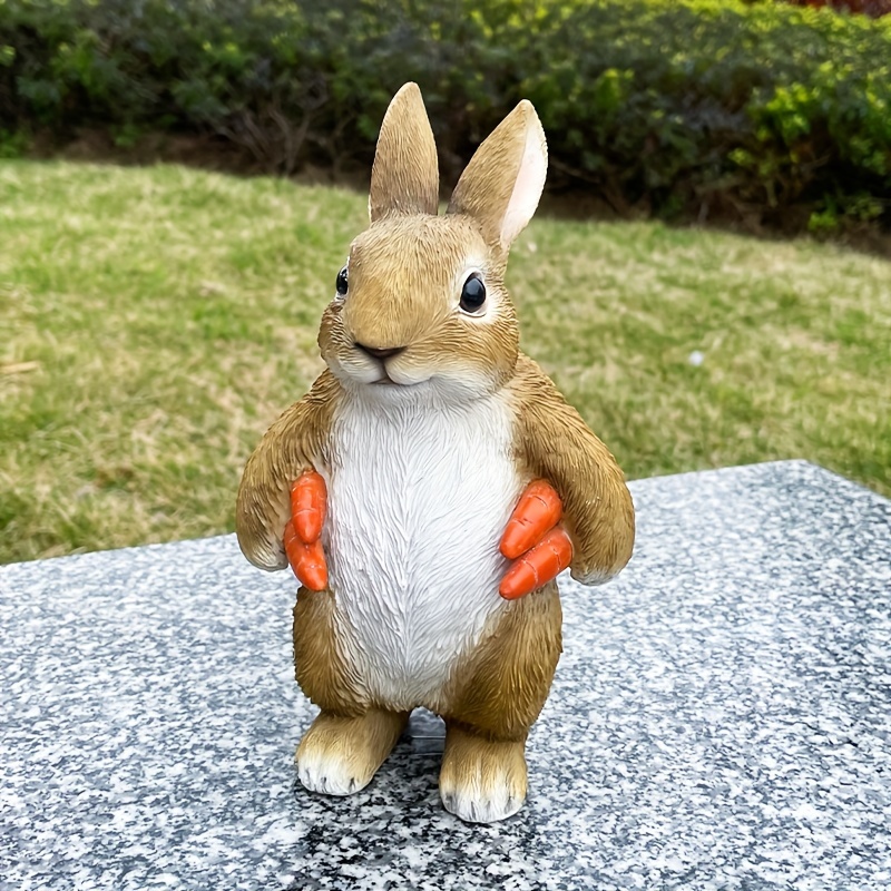 

1pc Outdoor Resin Bunny Statue For Garden Decoration, Rustic Animal Figure, Easter And Yard Landscaping